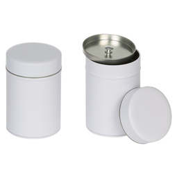 Kulaté plechovky: white inside lid tin, Art. 2026
