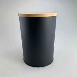Okrągłe puszki: bamboo lid tin box black, Art. 2125