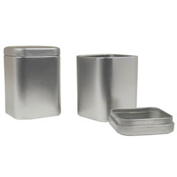 Nudeldosen: quadratische Stülpdeckeldose aus Weißblech 57x57x82 mm für Gewürze