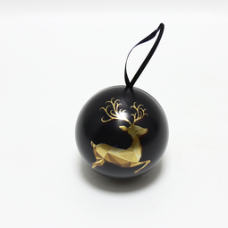Onze producten: Christbaumkugel, Weihnachtsbaumschmuck, Weihnachtsdose: Kugelform mit Motiv Rentier gold auf schwarz