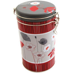 Kulaté plechovky: Poppy Seed Wire hinge tin round, Art. 6811